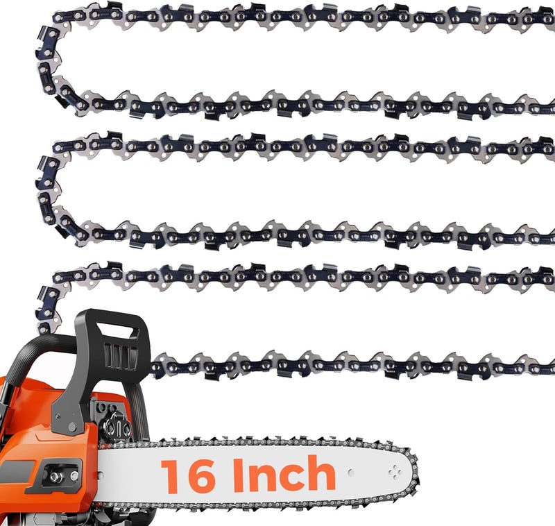 EXSHP 16 Inch Chainsaw Chain 3/8" LP Pitch .050" Gauge 56 Drive Links Fits Craftsman, Poulan, Ryobi, Echo, Greenworks and More- S56 (3 Packs) (91YNP-6) - Image 1